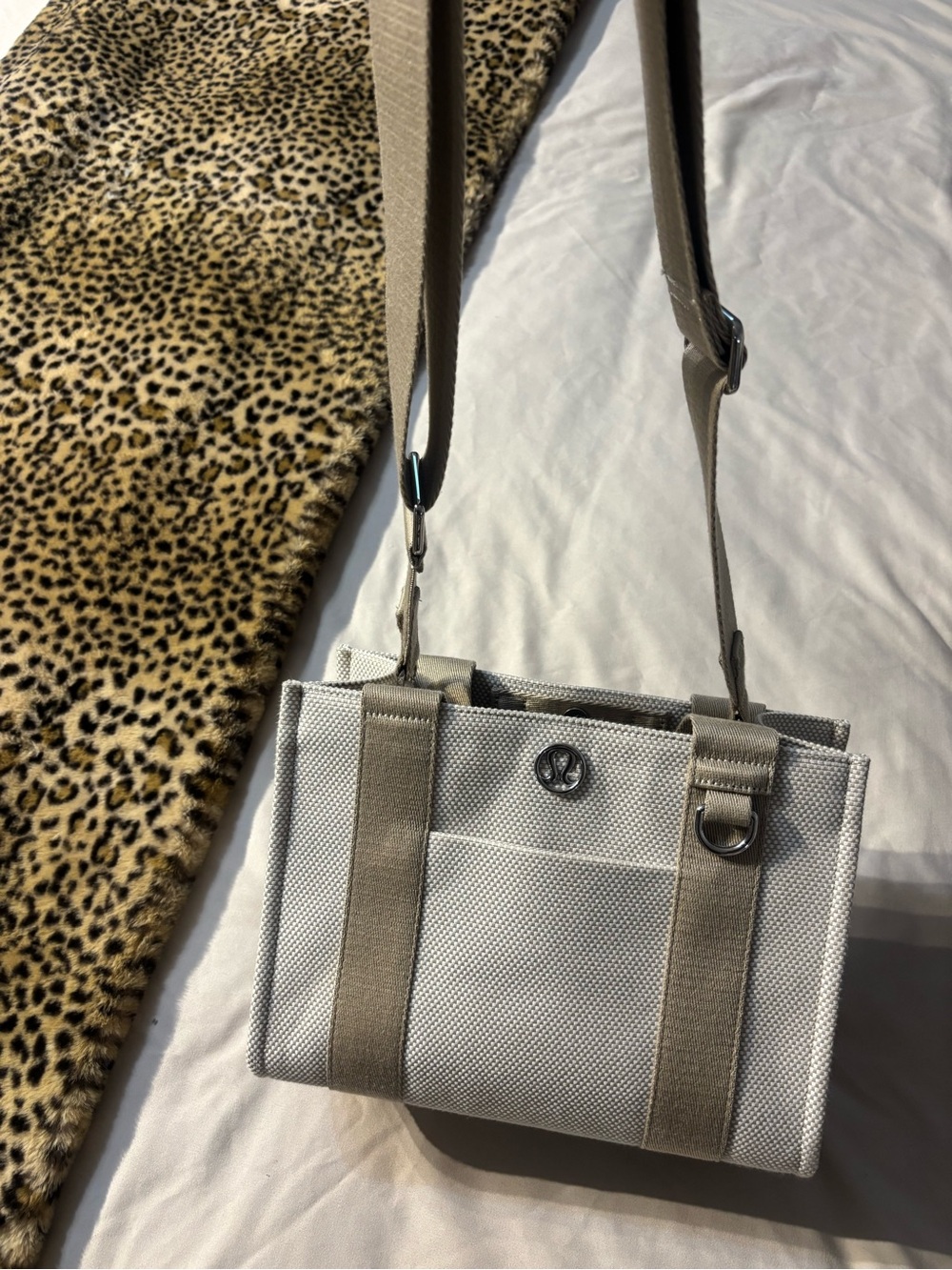 Lululemon Canvas Crossbody Tote Bag with Adjustable Strap